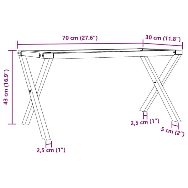 vidaXL X-formade soffbordsben 70x30x43 cm