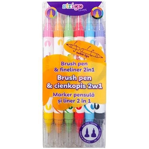 Dobbeltsidet fineliner, 6 farver