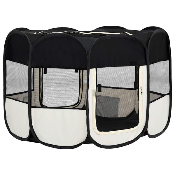 vidaXL foldbart hundebur med bærepose sort 110x110x58 cm