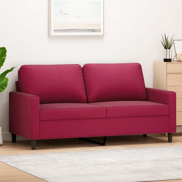 vidaXL 2-sitssoffa vinröd 140 cm klädd i sammet