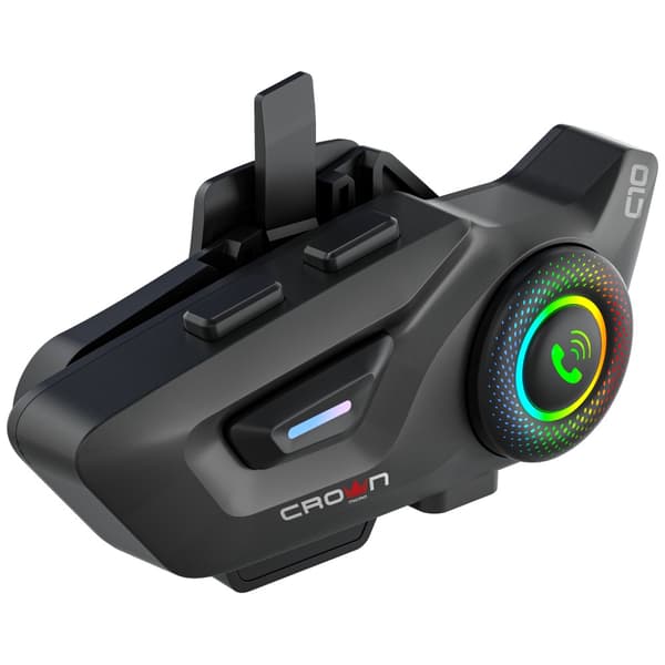 Crown C10 Bluetooth 5.3 Motorcykel Intercom Sort