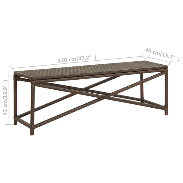 vidaXL Puutarhapenkki 120 cm polyrottinki ruskea