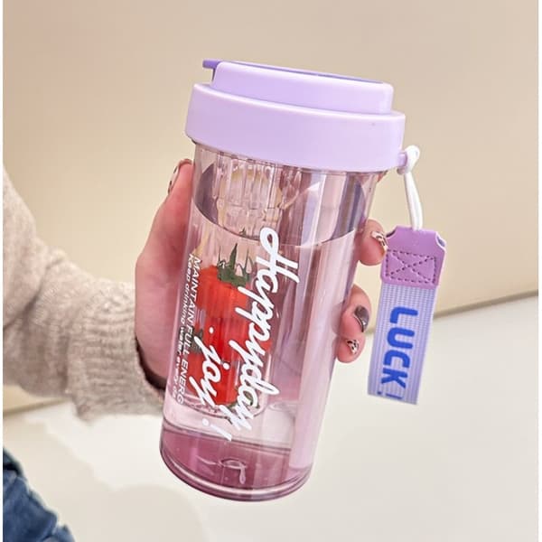 Vattenflaska med korg och sugrör 600 ml Simple BD32FIO