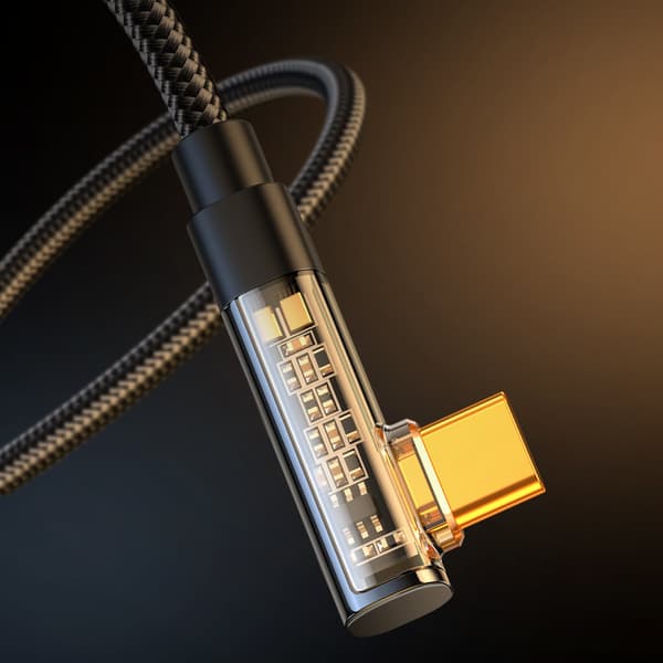 Vinklet USB-C - USB-kabel til hurtig opladning og dataoverførsel 3A 1,2m sort