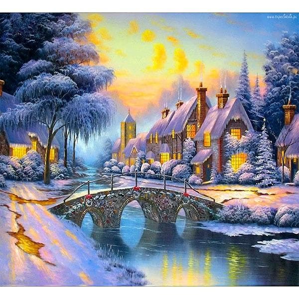 5D diamantmosaik - Vinter 40x30cm