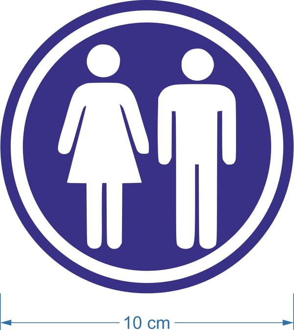 Informationsdekal - dam- och herrtoalett 10 cm