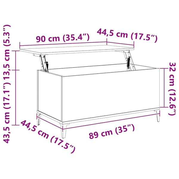 vidaXL sofabord brunt egetræ 90x44,5x45 cm