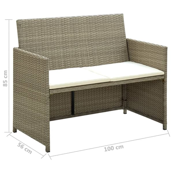 vidaXL 2-sits trädgårdssoffa med kuddar, polyrotting, beige