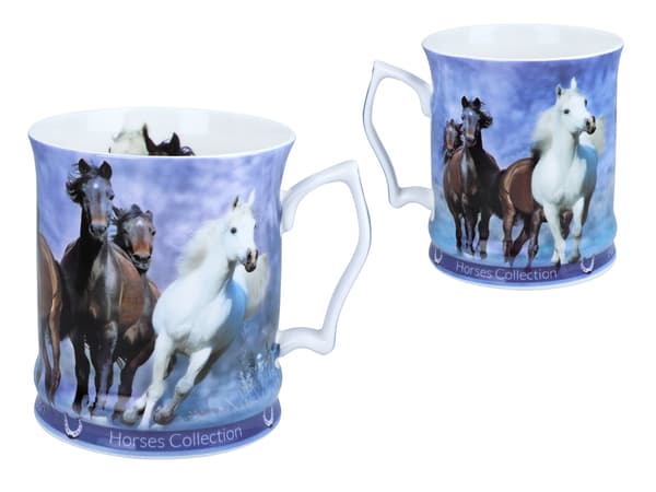 Carmani, porslinsmugg 450ml - Horses Coll., hästar