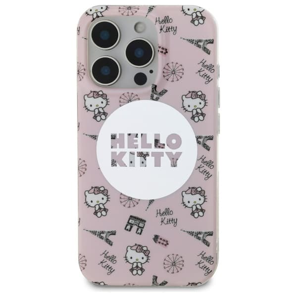 Hello Kitty IML All Over Paris Magsafe-etui til iPhone 16 Pro Max, lyserød