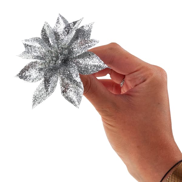 TG69142-2 JULKRANS MED SILVERGLITTERBLOMMOR