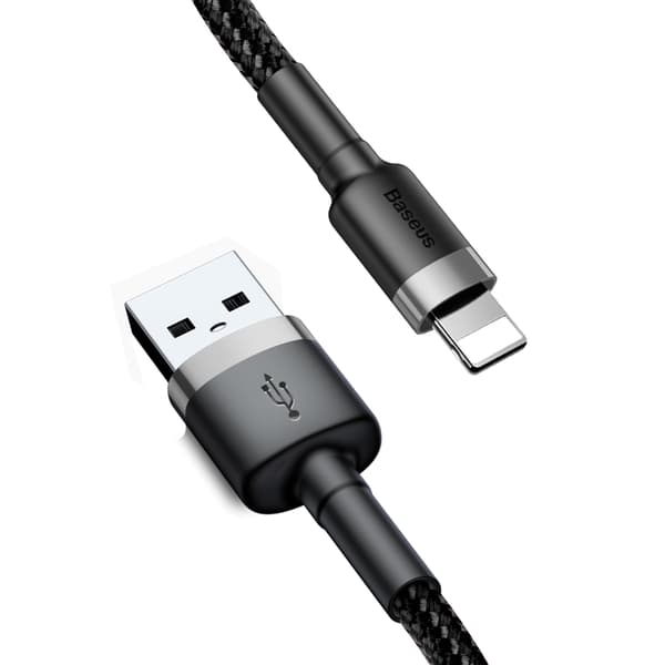 Holdbart flettet kabel USB til iPhone Lightning QC3 2m - Sort