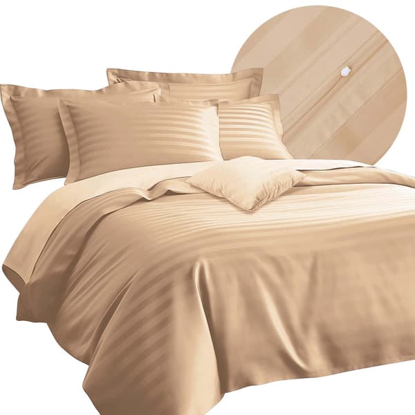 Sengesæt 140x200 bomuld med bambusfiber, beige, 4 dele
