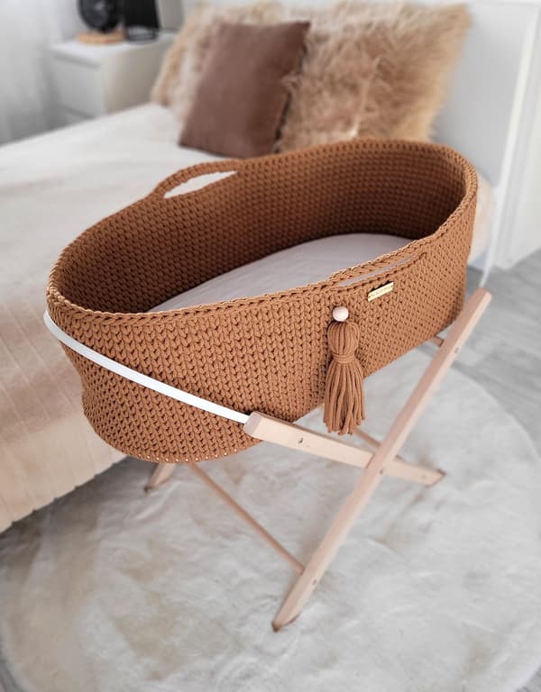 BOHO Handgjord Moseskorg med Stativ - Karamell