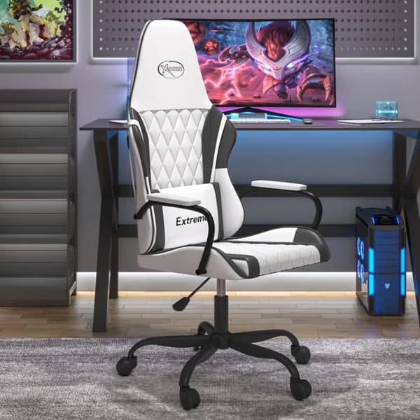 vidaXL gamingstol, sort og hvid, kunstlæder