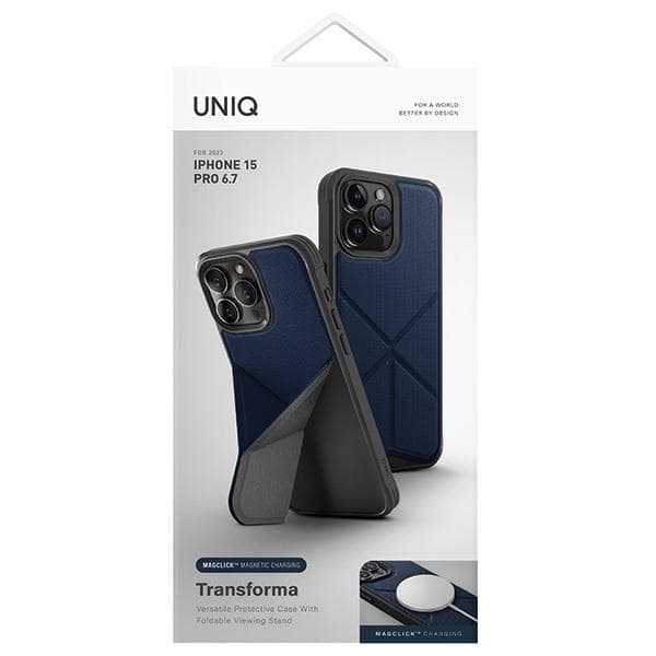 UNIQ Transforma MagSafe -kotelo iPhone 15 Pro Maxille, sininen