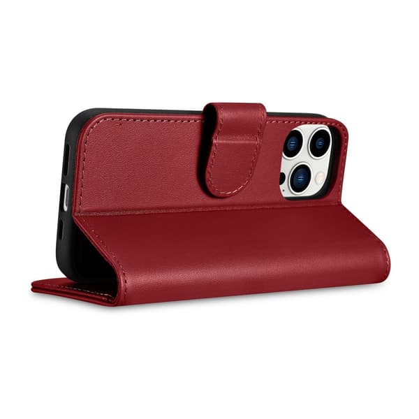 2-i-1 Läderfodral iPhone 14 Pro Max Anti-RFID Plånboksfodral Rött