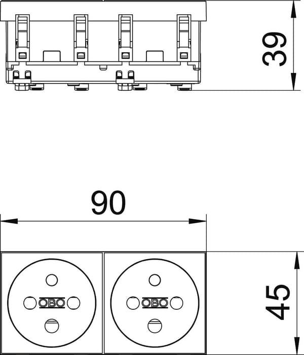 Dubbelmuff 0°, NF, kodad typ STD-F0K SRO2