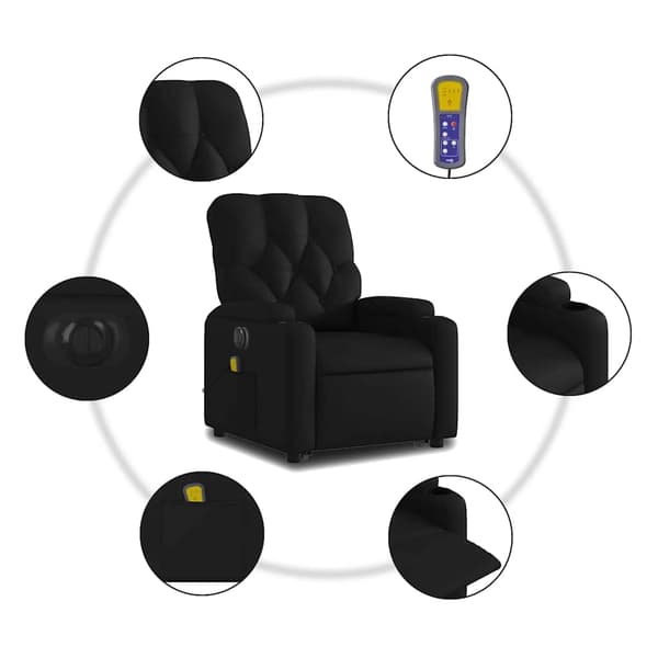 vidaXL elektrisk lænestol med massage, sort