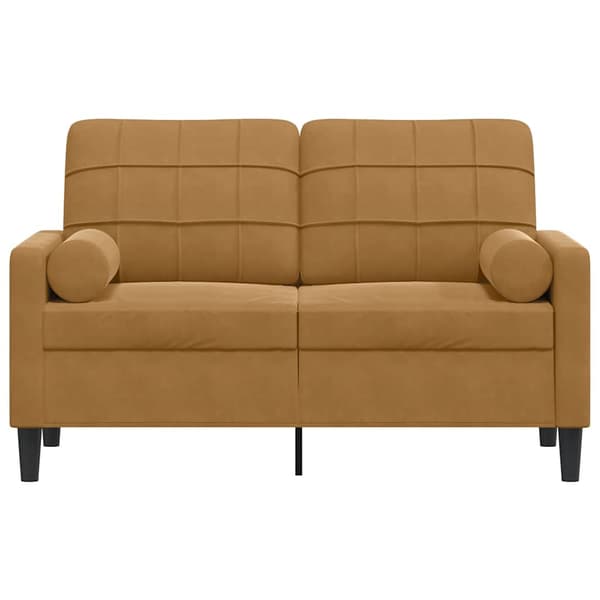 vidaXL 2-sitssoffa med kuddar, brun, 120 cm, sammet