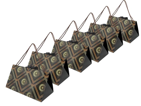 Sæt med 6 dekorative tasker - Geometrisk mønster (CARMANI)