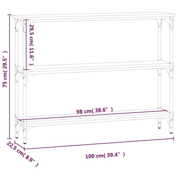 vidaXL konsolbord, sort, 100x22,5x75 cm