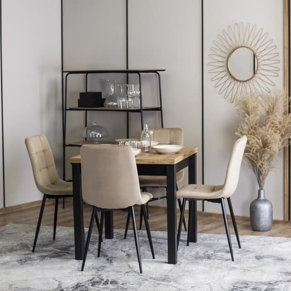 Klädd matstol PERU Beige sammet Modern Loft