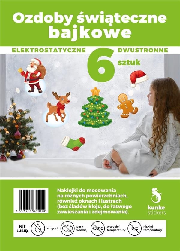 Elektrostatisk eventyrlig julepynt 6 stk.