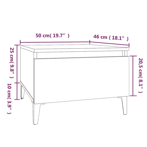 vidaXL sidebord brunt egetræ 50x46x35cm træbaseret materiale