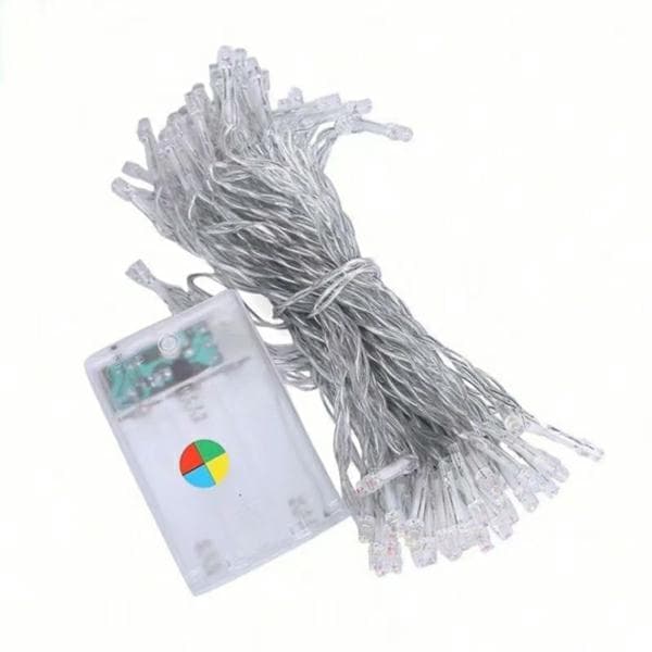 LED-julgransbelysning - 5m/50 ljus, kallvit, drivs av 3xAA EHD-LS01-batterier