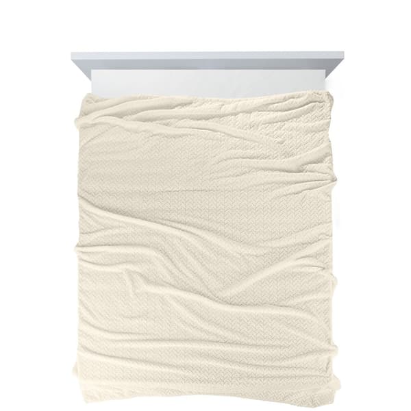CINDY beige tæppe 200x220 sildebensmønster