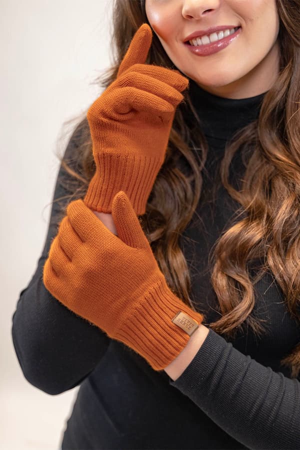 Vivisence 7014R Orangea UNI Stickade Handskar