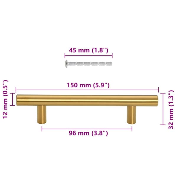 vidaXL skabsgreb, 10 stk., guld, 96 mm, rustfrit stål