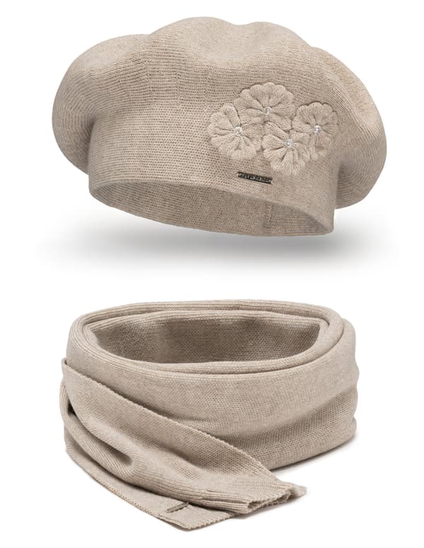 Vivisence 7006kmpl beige uni-baretti + huivi -setti