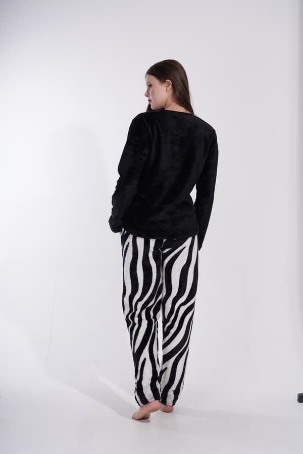 Dame plys vinterpyjamas M 38 varm zebra