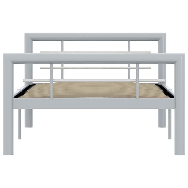 vidaXL Sängram grå och vit metall 100 x 200 cm