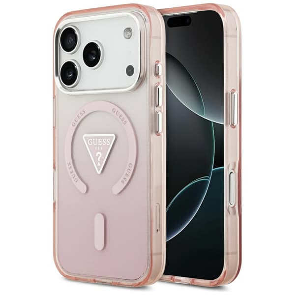 Guess IML Gradient Triangle Logo MagSafe-etui til iPhone 17 Pro i lyserødt
