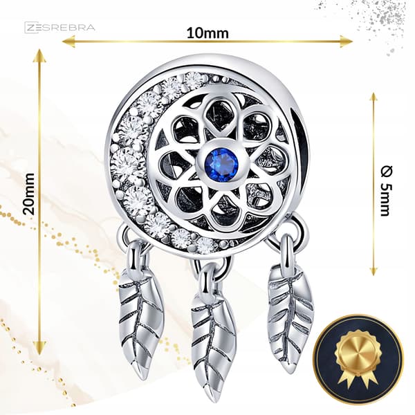 Drömfångare berlocker silver 925 silverpärla fjäder måne berlocker pr S925