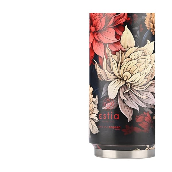 Blommig termosmugg med sugrör 500 ml Midnattsblomma