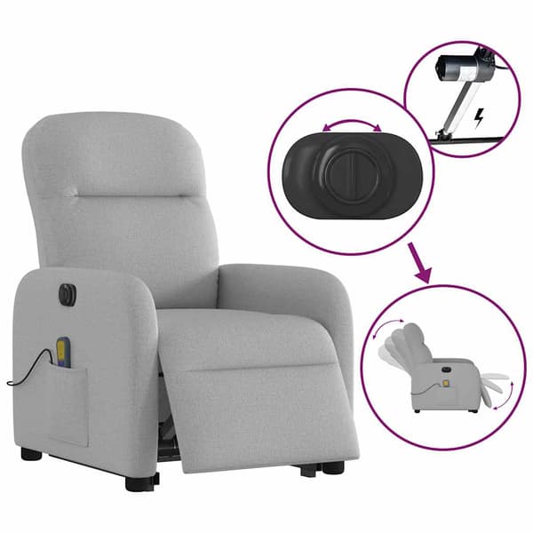 vidaXL Elektrisk lyftande massagefåtölj, vilstol, grå