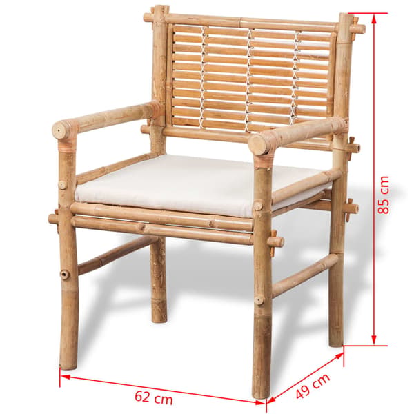 vidaXL 3-delat bistroset med kuddar, bambu