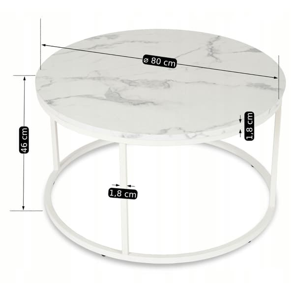 AGNES MAX sofabord 80 cm hvid marmor moderne