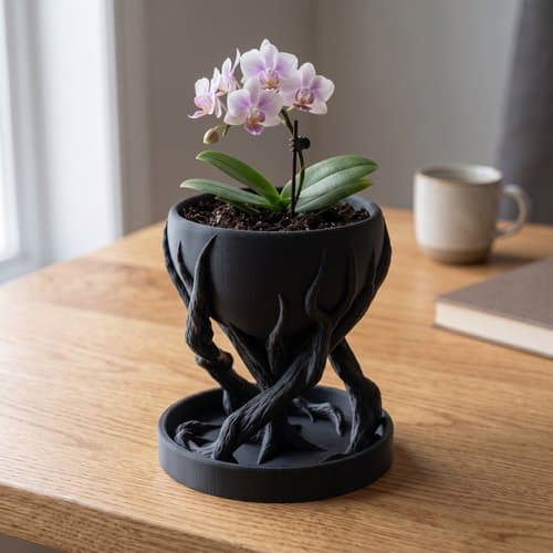 Sort spiralformet træformet designer-urtepotte til planter