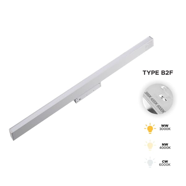 Vit LED-strålkastare 20W 3CCT Typ B2F för SMART TRACK magnetiska skenor 48VDC