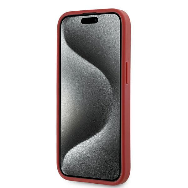 Karl Lagerfeld Diagonal Quilted Script-cover til iPhone 15, rød