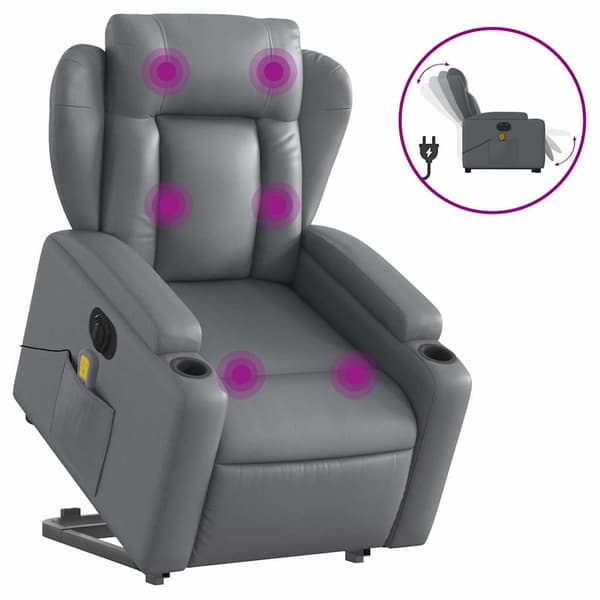 vidaXL elektrisk lænestol med massage, grå