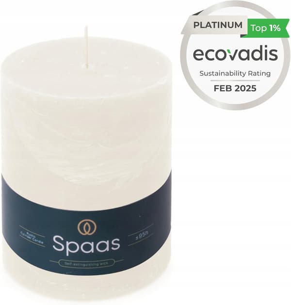 Spaas Rustikt Bloklys 100/130 mm 95 timer, Hvid