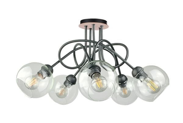 Loftlampe 5xE27 EVIE SORT/TRÆ