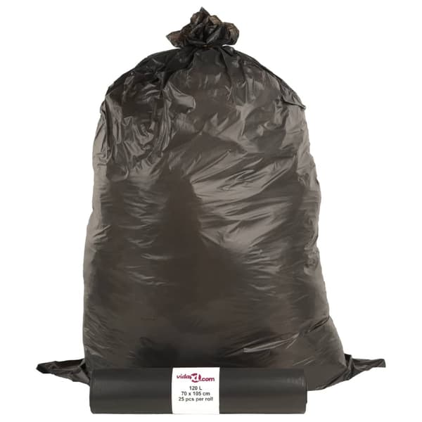 vidaXL Sopsäckar, 250 st, svarta, 120 l