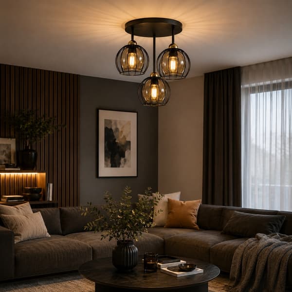 Loftlampe 3xE27 SOLO SORT/GULD